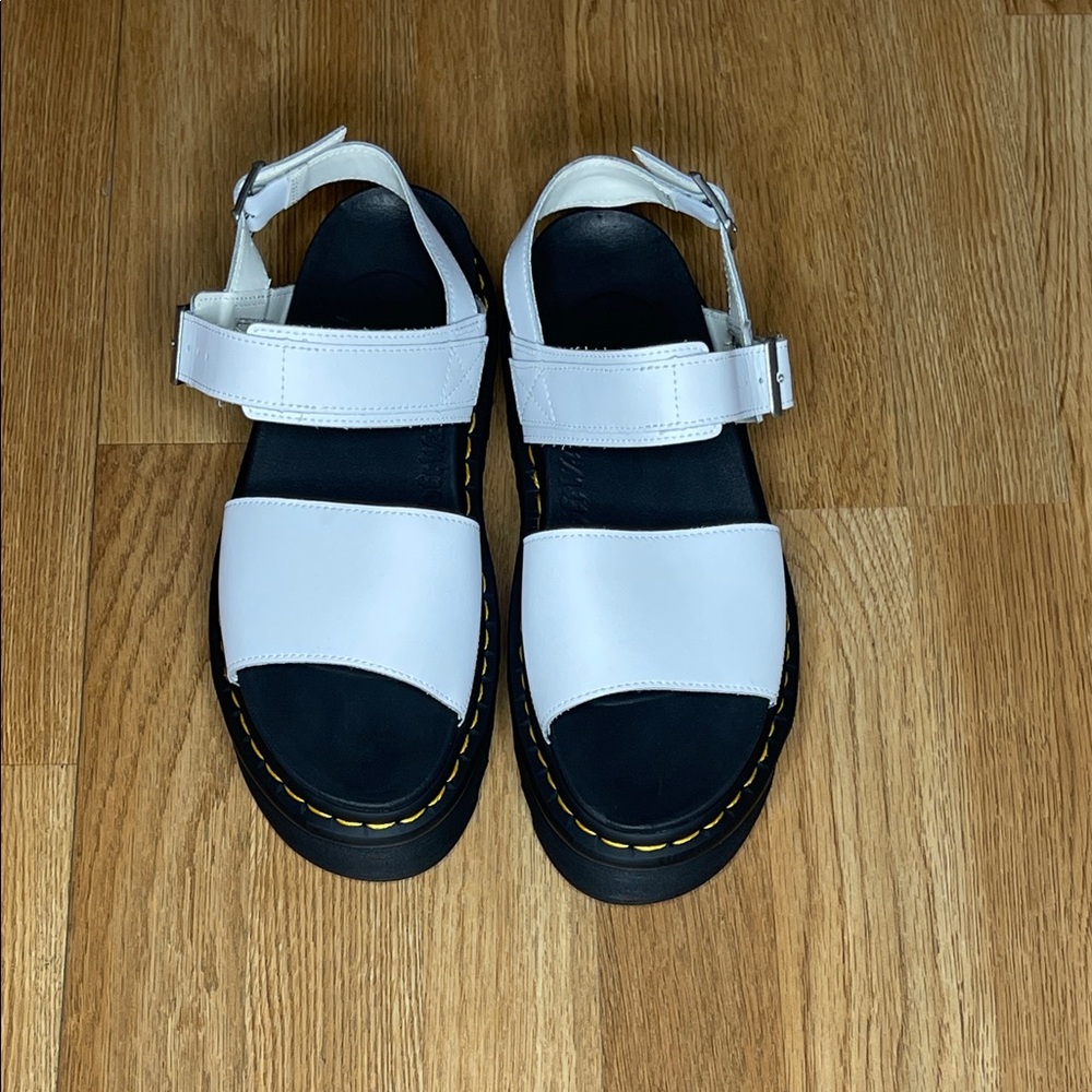 Dr. Martens White and Black Platform Sandals